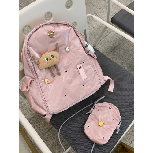 HURIDOM 2025新款原創雙肩包女大容量DIY掛件休閒後後背包銀色小衆