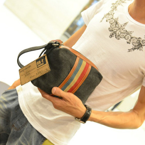 新款韓版手包男女手拿包帆布女士休閒手抓包潮可攜式小包包手機零錢