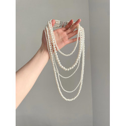 Vintage古著 Multi-layered fashion pearl tassels項鍊