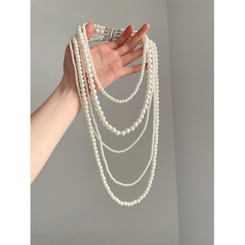 Vintage古著 Multi-layered fashion pearl tassels項鍊