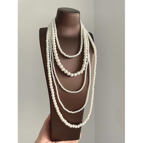 Vintage古著 Multi-layered fashion pearl tassels項鍊