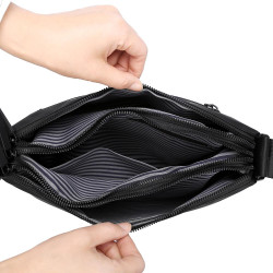 男士簡約小挎包防水休閒商務包三拉鍊大容量斜後後背包多功能單肩包