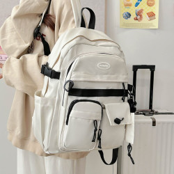 工裝ins小衆書包男女高中大學生街頭復古百搭雙肩包旅遊後後背包