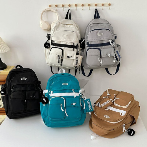 工裝ins小衆書包男女高中大學生街頭復古百搭雙肩包旅遊後後背包