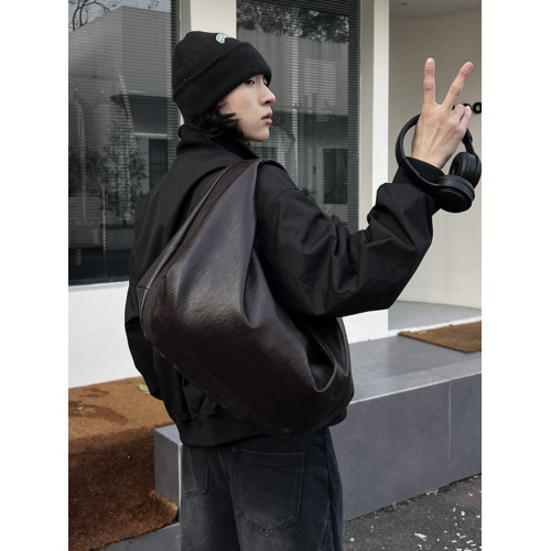 NIN小衆ins風慵懶手提復古單肩腋下pu托特包男女大容量潮街頭個性