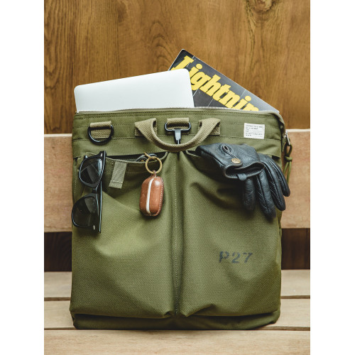 馬登工裝復古頭盔帆布斜背飛行員單肩機能大容量平板電腦手提包男