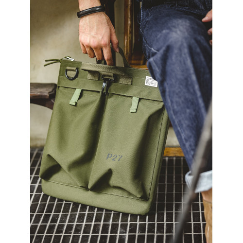 馬登工裝復古頭盔帆布斜背飛行員單肩機能大容量平板電腦手提包男