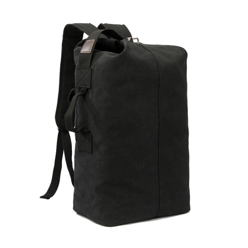 大容量竪款男士戶外旅遊包野外旅行包登山帆布雙肩後後背包復古水桶包