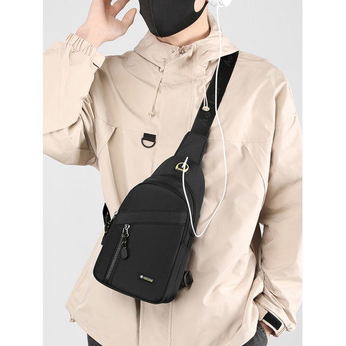 休閒運動胸包新款戶外通勤健身男士單肩包可攜式貼身時尚百搭斜後後背包