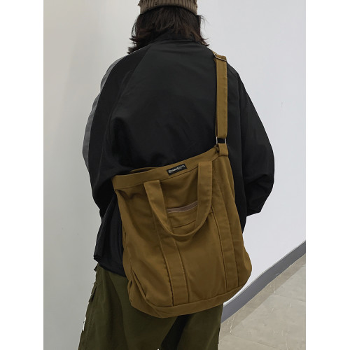 日系原宿風帆布包女大學生手提上課包通勤單肩包大容量斜後後背包男生