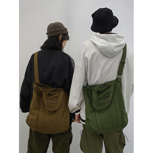 日系原宿風帆布包女大學生手提上課包通勤單肩包大容量斜後後背包男生