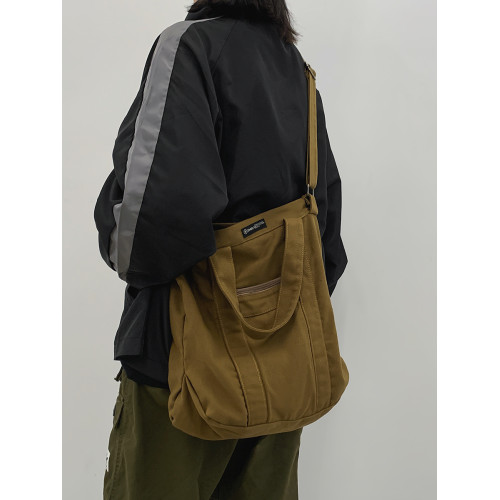 日系原宿風帆布包女大學生手提上課包通勤單肩包大容量斜後後背包男生