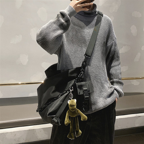 單肩包男大容量斜後後背包機能風日系工裝包潮牌斜背後後背包男士郵差包包