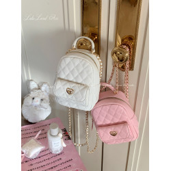 Lala land acc／嬌寵氣質 自製小香風菱格鏈條雙肩包小書包後後背包女