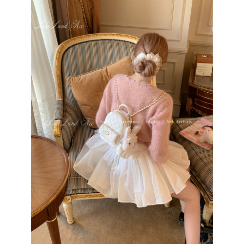 Lala land acc／嬌寵氣質 自製小香風菱格鏈條雙肩包小書包後後背包女