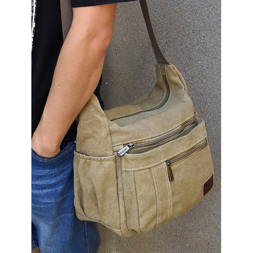 2025新款休閒帆布包男單肩包斜後後背包簡約厚實大容量男包後後背包斜後後背包