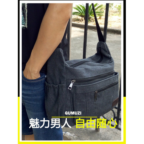 2025新款休閒帆布包男單肩包斜後後背包簡約厚實大容量男包後後背包斜後後背包