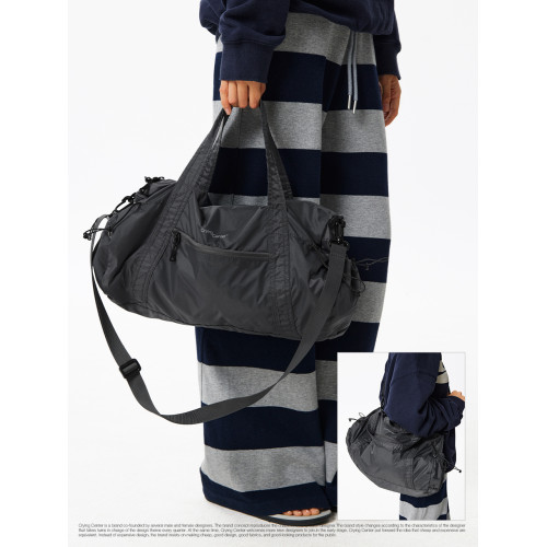 CryingCenter戶外耐磨尼龍格紋運動斜後後背包手提包可收納中號