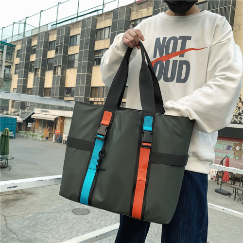 男士單肩包時尚潮流大容量手提包男旅行出差旅遊短途潮牌休閒後後背包