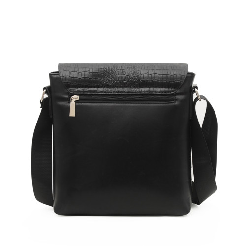 男士單肩包運動休閒斜後後背包鱷魚紋竪款皮革包潮流時尚復古公文小包