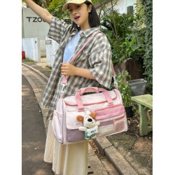 短途旅行包大容量女可套拉桿箱登機包行李袋可愛待産包斜背收納袋