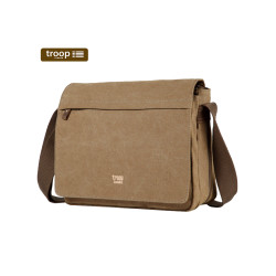 Troop斜後後背包男士休閒男包單肩包男款簡約男式後後背包帆布包橫款新款