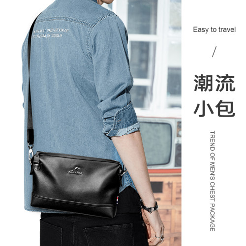 tanmesso真皮單肩斜後後背包男休閒小包男士手包牛皮多功能後後背包男包