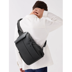 L＆M男士斜後後背包潮牌百搭郵差包防水胸包斜肩包機車包騎行包斜後後背包