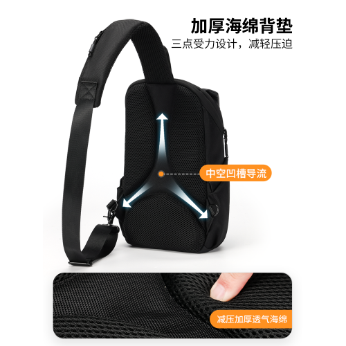 L＆M男士斜後後背包潮牌百搭郵差包防水胸包斜肩包機車包騎行包斜後後背包