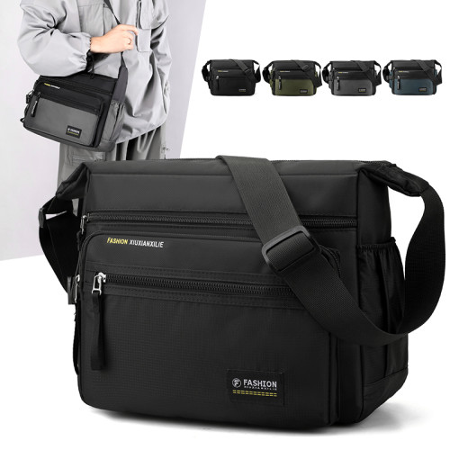 商務單肩包男包牛津布包斜後後背包公文包大容量多功能男士後後背包旅行包