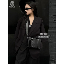 GUDI古笛男包潮牌盒子包休閒單肩小方包日系男士子母包女斜後後背包男