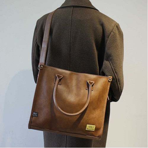 潮牌時尚男士通勤手提包韓版男女單肩斜後後背包後後背包文件包13寸電腦包