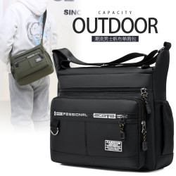 大容量男包單肩包防水耐磨後後背包多口袋做生意包商務休閒男士斜後後背包