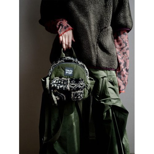 housedesign原創2025冬復古毛絨迷你小後後背包輕便羊羔毛迷你雙肩包