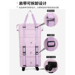 萬向輪旅行包2025年新款可攜式手拉行李袋帶滑輪收納包大容量健身包