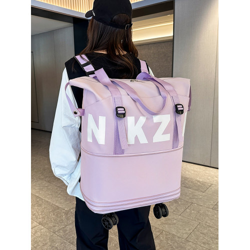 萬向輪旅行包2025年新款可攜式手拉行李袋帶滑輪收納包大容量健身包