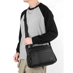 艾樂新款男士單肩包大容量斜後後背包防水牛津布男挎包商務休閒郵差包