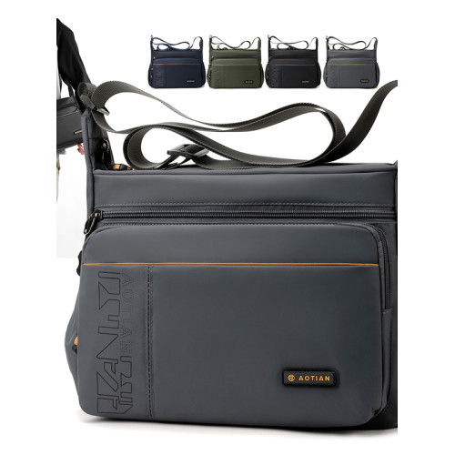 艾樂新款男士單肩包大容量斜後後背包防水牛津布男挎包商務休閒郵差包