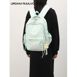 UR大容量純色雙肩包女式2025新款高顔值可愛學生書包百搭旅行後後背包