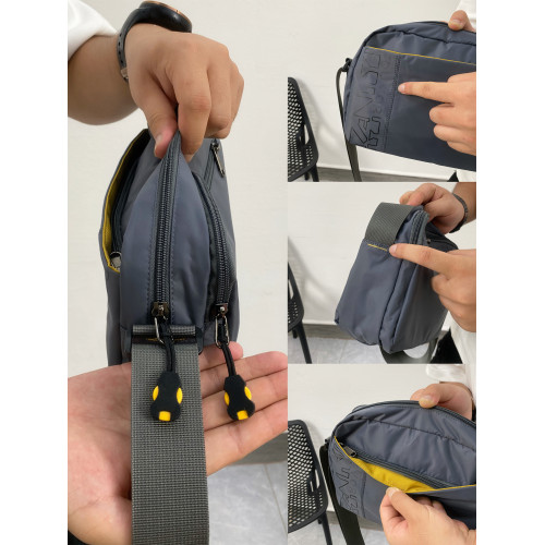 火狐休閒輕便斜後後背包橫款多格層防水尼龍布小包男士通勤百搭單肩包