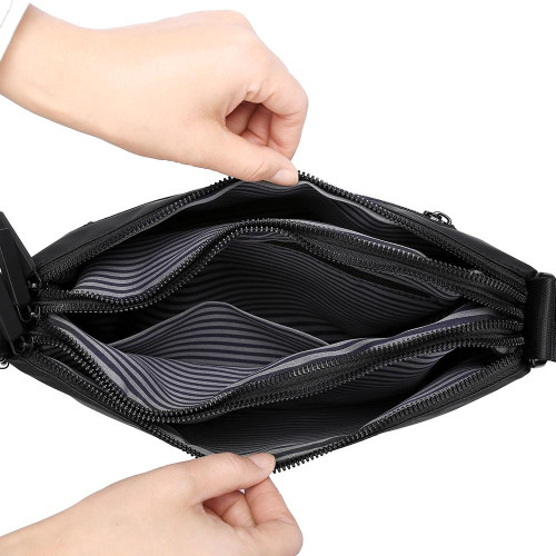 斜後後背包男潮流簡約三層休閒男包時尚旅行單肩包牛津布通勤小挎包