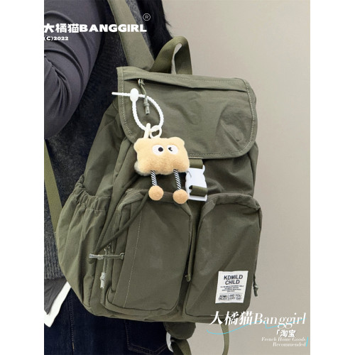 日系簡約能裝休閒戶外登山雙肩包山系純色大學生輕便防水旅行後後背包