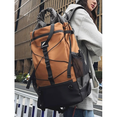 美式雙肩後後背包男高級感運動健身包雙肩包女款旅遊防水旅行包大容量