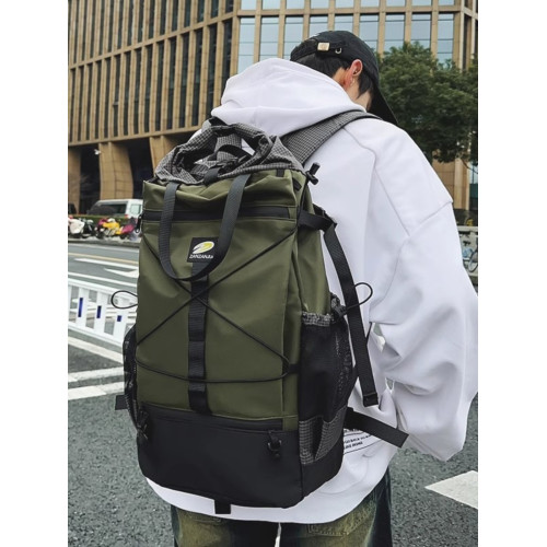 美式雙肩後後背包男高級感運動健身包雙肩包女款旅遊防水旅行包大容量