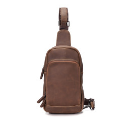 潮牌男包瘋馬皮戶外運動包單肩包多功能斜後後背包手機包休閒男士胸包