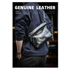 2025新款佐也原創男士單肩斜後後背包植鞣真皮胸包隨身休閒手機小包潮