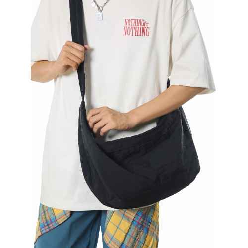 潮牌輕便大容量純色斜後後背包慵懶風男生女生通勤百搭單肩包騎行後後背包