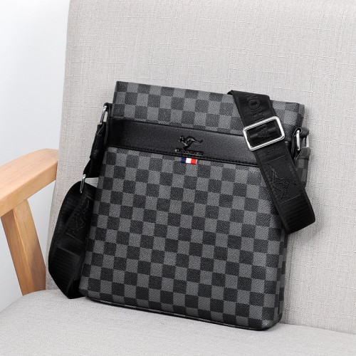 單肩包男格子壓花男士包小方包手提包商務簡約休閒斜後後背包生日禮物