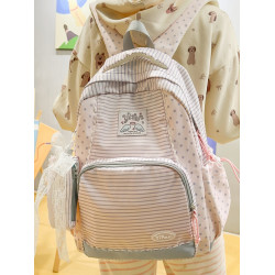 韓系ins風條紋星星雙肩包女學生大容量輕便書包復古後後背包