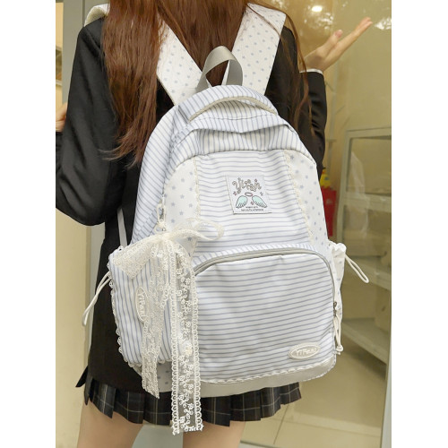 韓系ins風條紋星星雙肩包女學生大容量輕便書包復古後後背包